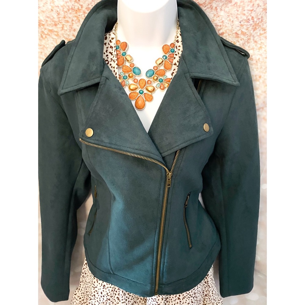 Hunter Green Suede Military Jacket